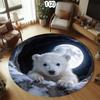 2D Cute Polar Bear Round Carpet Realistic  Hole Abyss Floor Mat Creative Decorative Area Rug for Living Room Bedroom Home Decor