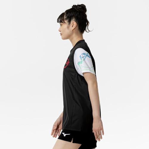 Mizuno N-XT Sleeveless Breaker Shirt for Volleyball, Club Activities, V2MEC001, Black/Red