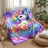 Rainbow Unicorn Under Stars Theme blanket Lightweight Warm Flannel Blanket Decorative Throw Blanket for Home Decoration