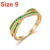 Simple Cross Twisted Brass Inlaid Green CZ Zircon Rings For Women Men Trendy Geometric Line Finger Ring Wedding Casual Jewelry