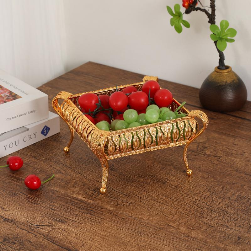 European Vintage Fruit Plate High-End Round El Glass Plate Multi-Layer Fruit Basket  Creative Cake Plate Ornaments