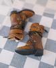[Dolly Para] Doll boots, 4-minute, boys and girls, Kumako stacked genuine leather boots (brown)
