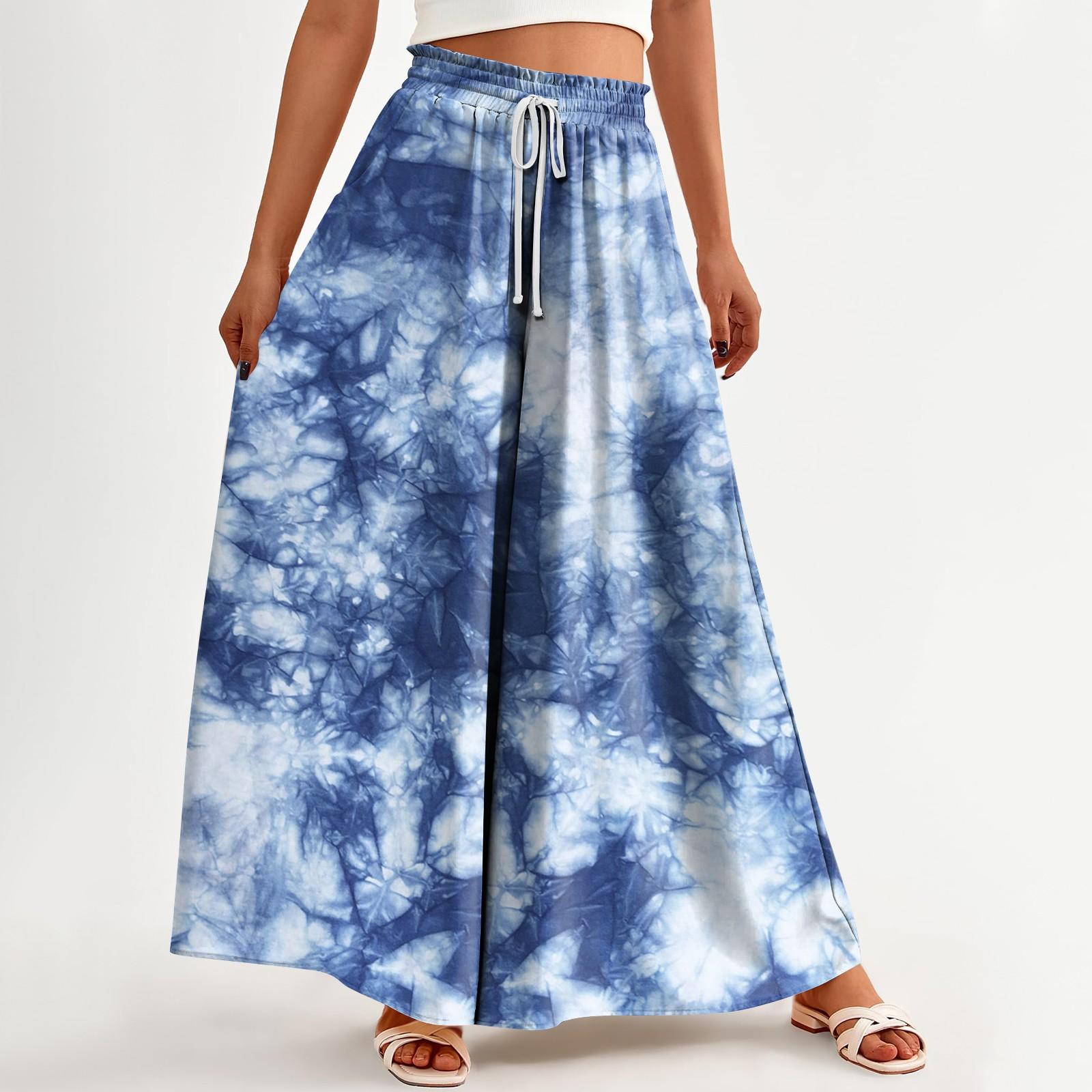 

Женские брюки с принтом и широкими штанинами, с карманами, с высокой талией, на кулиске, свободные, повседневные XL