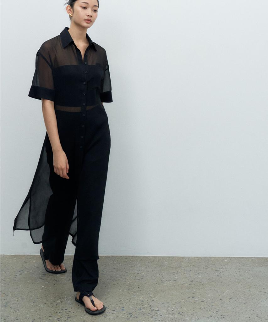 MAKE A TOAST Linen-Like Low-Rise Wide Pants Black Mbespa004Bk