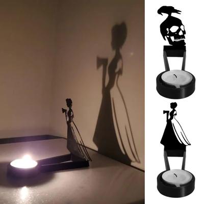 Halloween Horror Candle Holder Women Crow Skull Candle Shadow Caster Decoration Votive Tealight Candle Stand