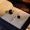 Women's Earrings Asymmetrical Round Hollow Round Black Stud Earrings Pendientes