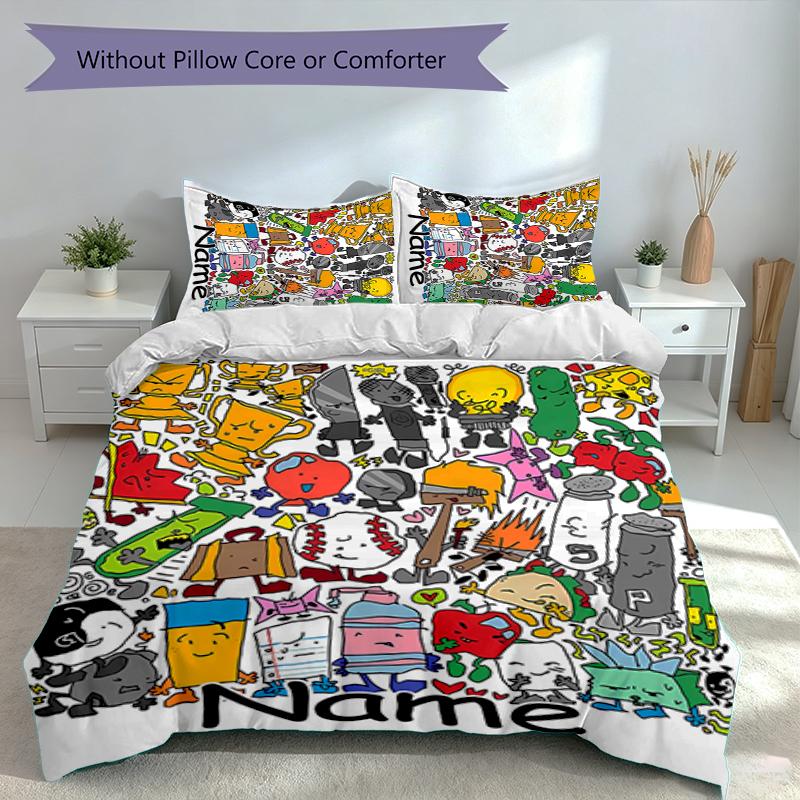 3pcs Custom Name Nanimate Insanity Bedding Set,Includes 1 Duvet Cover and 2 Pillowcases,All-season Bedroom Decor