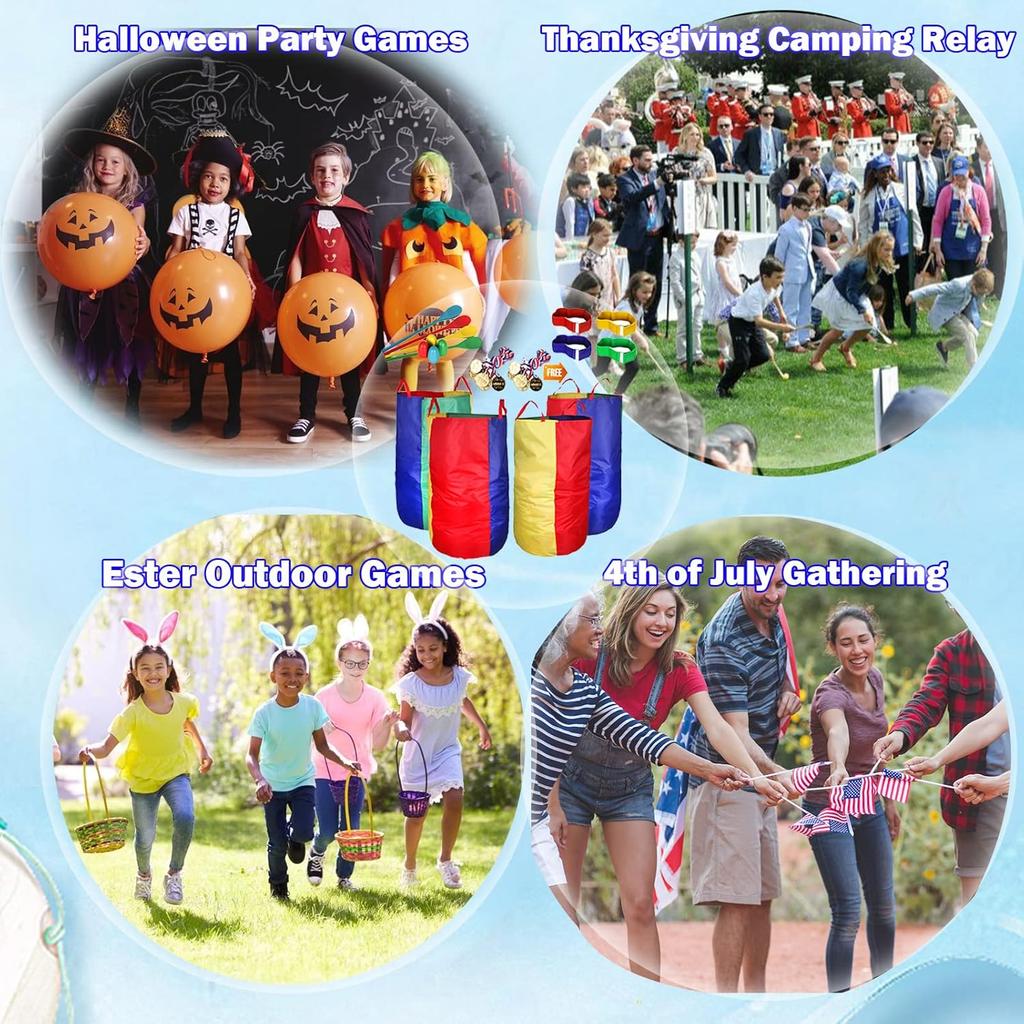 Outdoor Games, Potato Sack Race Bags for Kids Adults, Egg Spoon Relay Race, Birthday Party, Field Day Family Reunion Carnival Outside Yard Lawn
