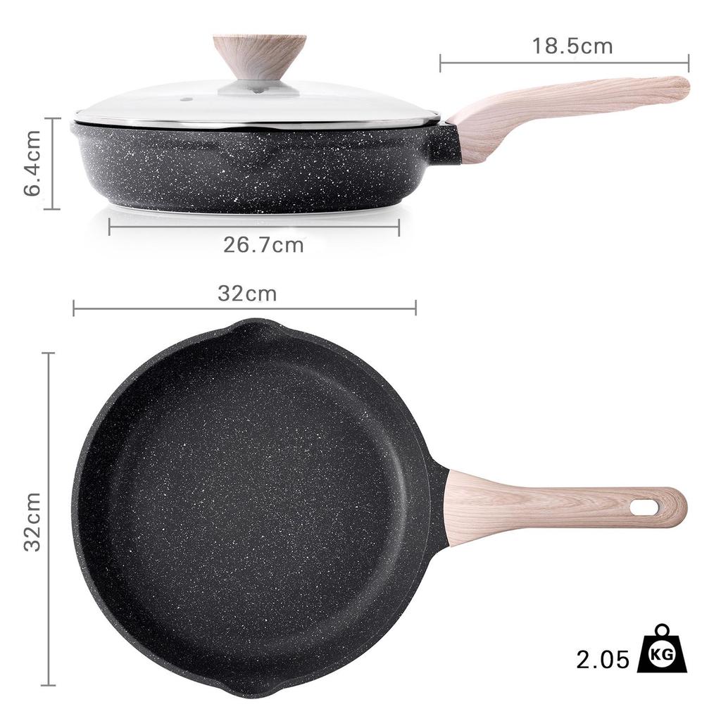 Non-Stick Flat-Bottomed Frying Pan for Steak, Omelette, Pancake, Breakfast, Stir-Fry, Gas & Induction Cookers