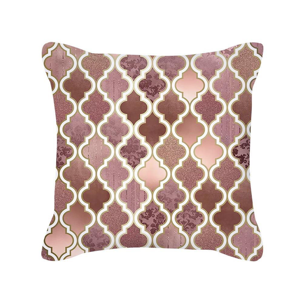 Ins Nordic Style Rose Gold Pink Geometric Square Pillow Cushion Cover