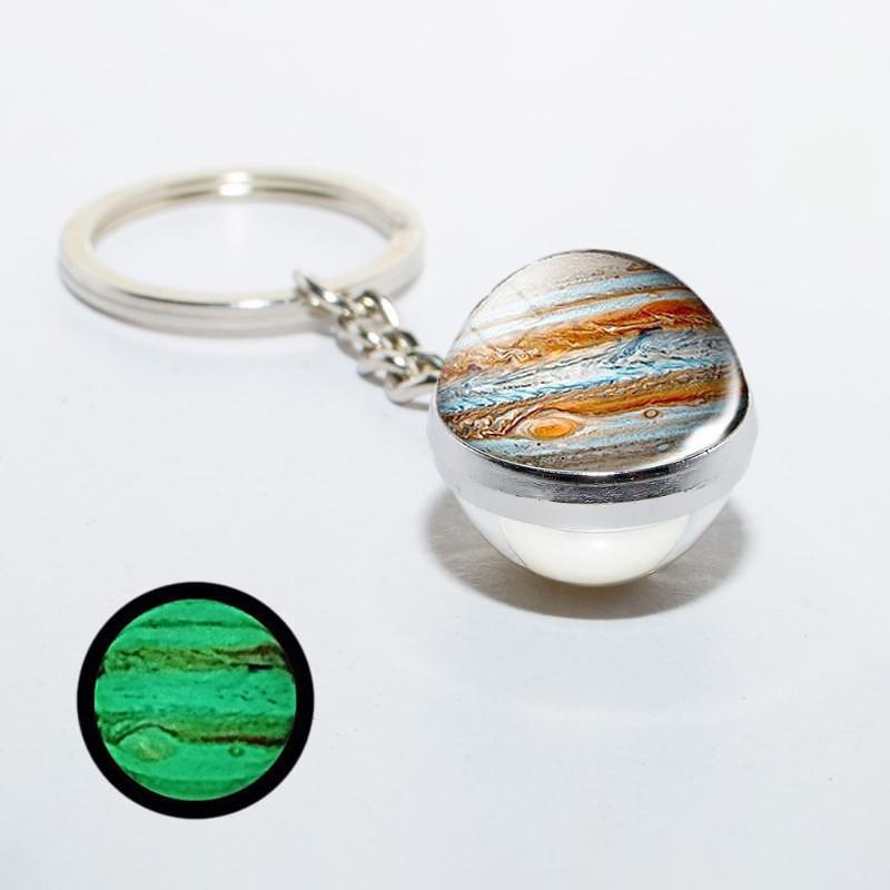1PC Round Luminous Pendant with Ring Graduation Gift Planetary Earth Keychain Car Glow-in-the-Dark Durable Dual-Sided Cute