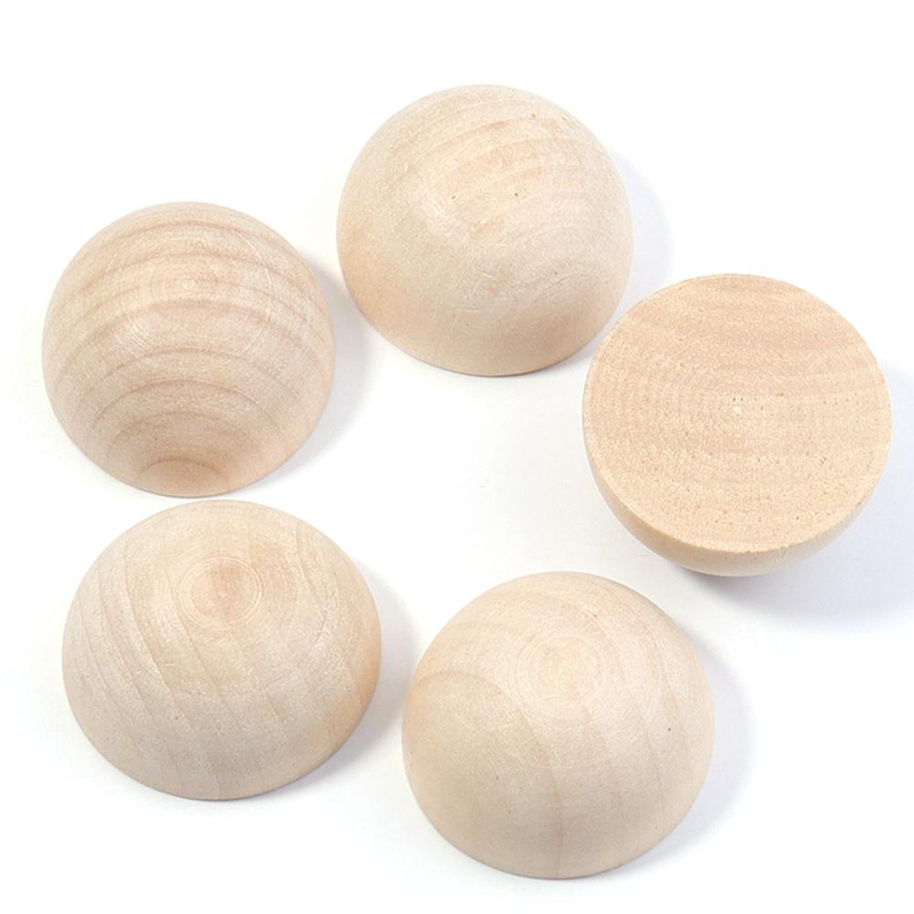 5-50pcs Natural Half Round Wooden Beads 10-50mm Half Unfinished Wood Balls Split Wood Beads For DIY Crafts Toy Home Decoration