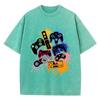Game Console Graffiti Printing Washed TShirt Cotton T Shirts ONeck Comfortable Distressed Tops Summer Mans Clothes
