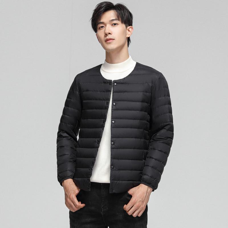Down men's light down jacket, round neck fashion thin large size men's jacket