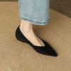 Early Spring New Black Versatile and Thin Pointed Head Light Mouth Retro Matte Flats Large Size V Single Shoes Women's Autumn Shoes
