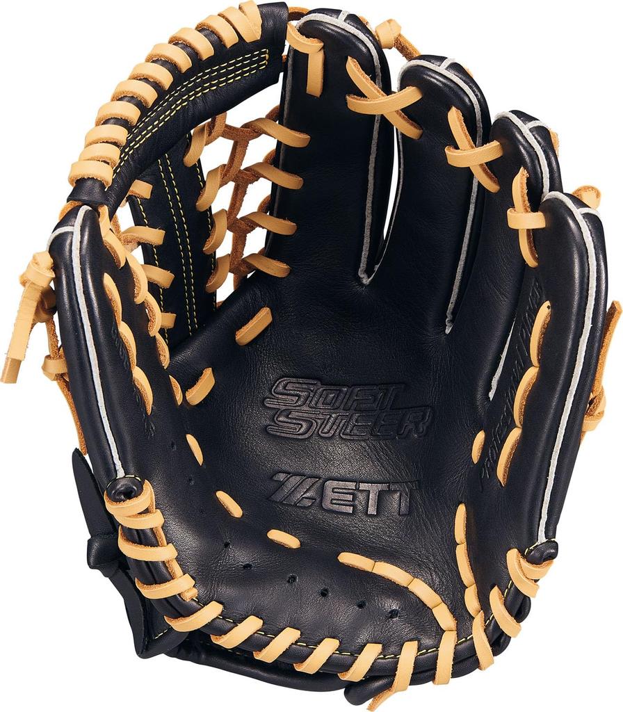ZETT Youth Baseball Soft Black x Pastel Brown Size BJGB74540F Glove, Steer, All-Around, Left-Handed Throw, (1932), L,
