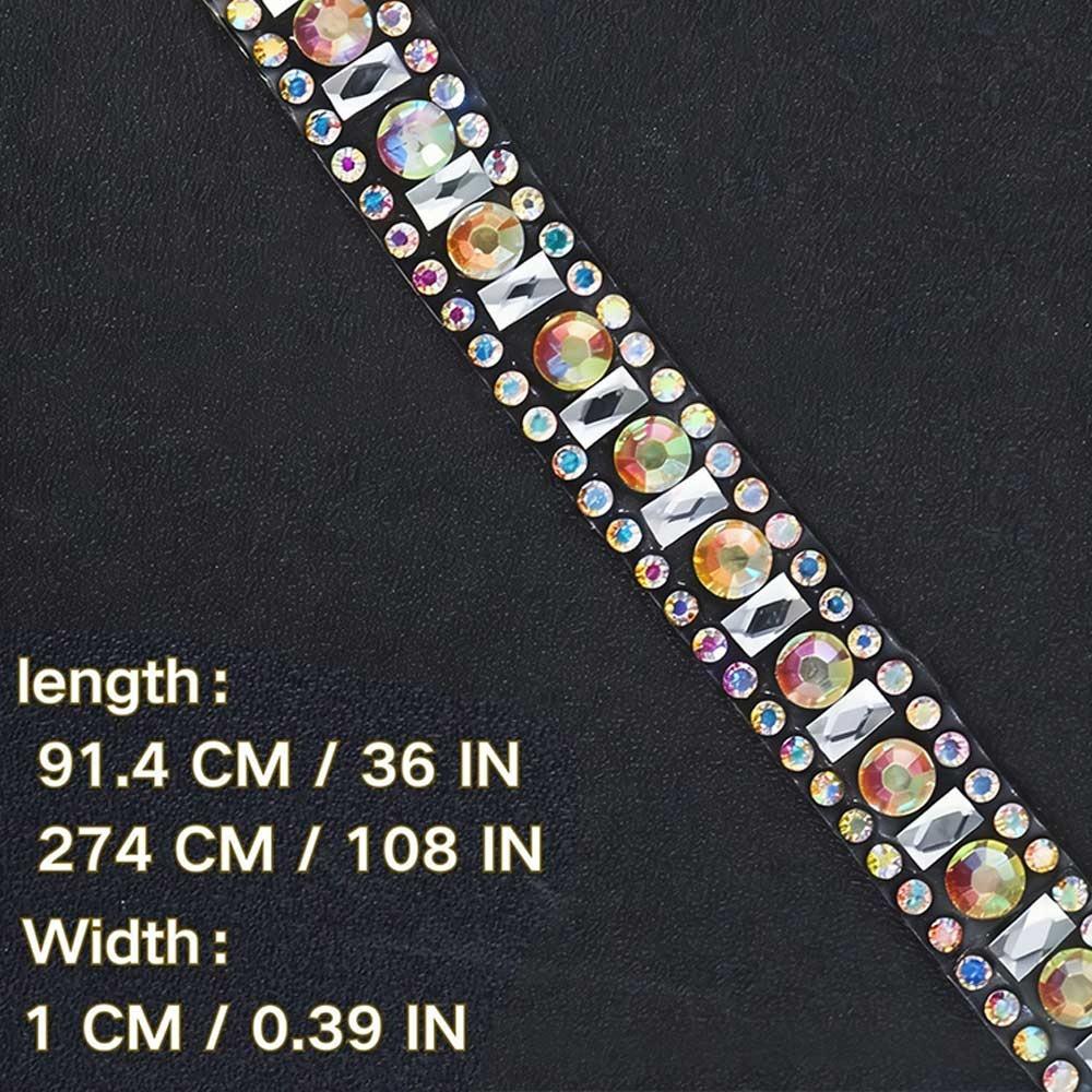 

1Yard Glass AB Color Self Adhesive Rhinestone Chain Garment Accessories Decorations Trim Rhinestone Trim Strap