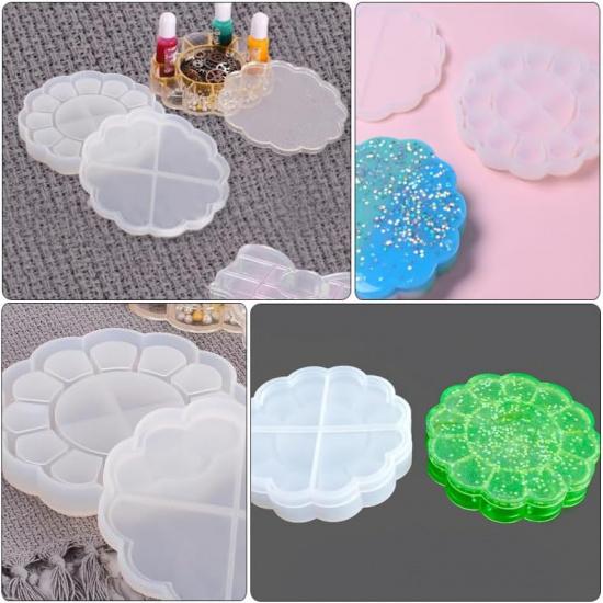 STOBOK DIY Silicone Flower Lace Storage Box Mold with Lid, Epoxy Resin Art Crafts Mold for Jewelry, Candle Holder, Beads Container, 5.15 X 5.15 X