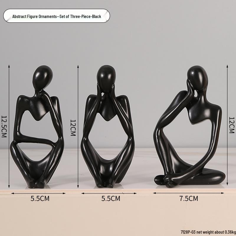 Set of 3 Modern Minimalist Miniature Ornaments for Home and Study Decor
