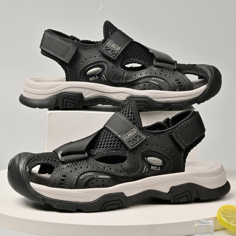 Fashion Vacation Summer Roma Flats Non-slip Quick Dry Wading Aqua Shoes Half Drag Handmade Sandals for Man Suitable Men's Beach Shoes