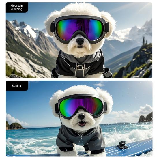 Dog Goggles Wind Dust Fog Proof Eye Wear UV Protection Pet Sunglasses with Adjustable Strap for Pet Travel Skiing