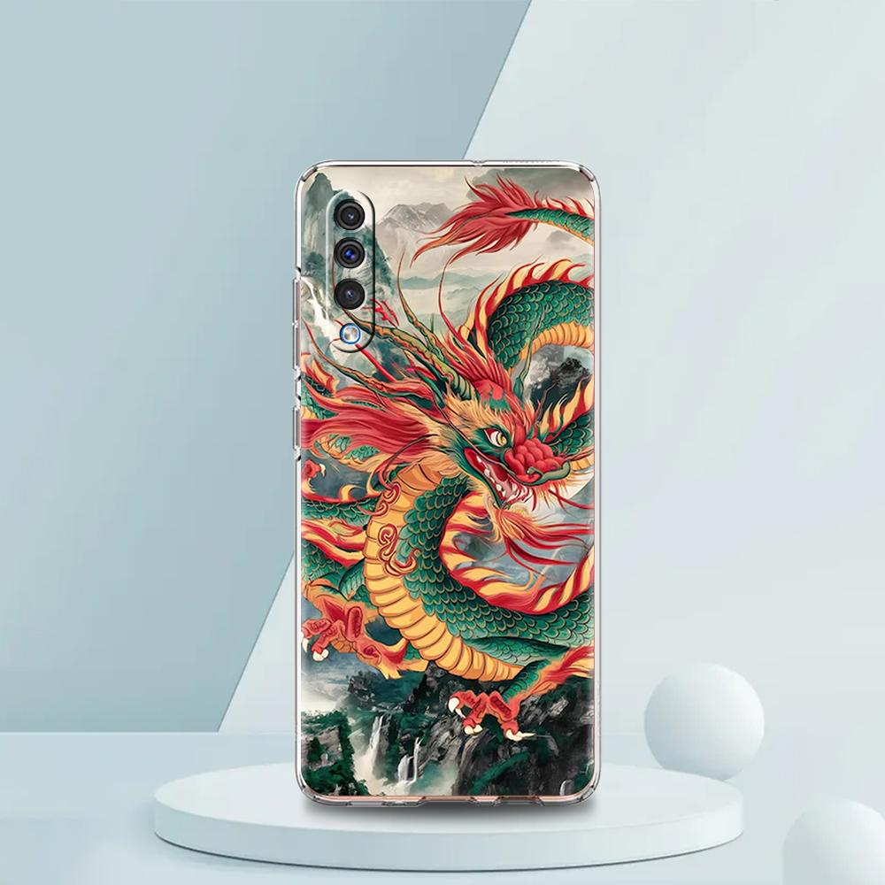 Transparent Phone Case for Samsung Galaxy A16 A14 A12 A22 A24 A42 A06 A20 A30 A40 Soft TPU Cover Illusory Color Chinese Dragon