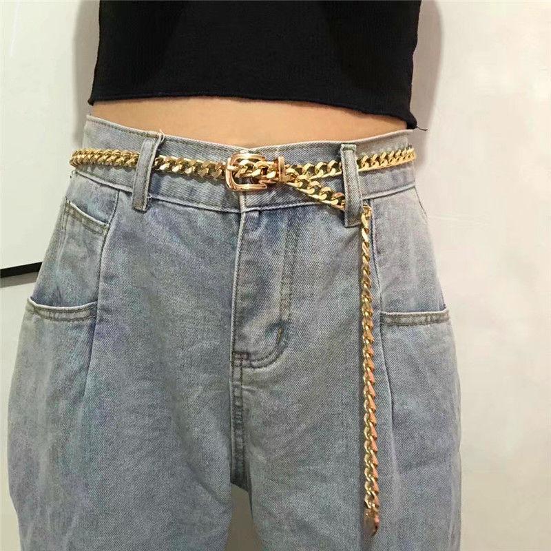 

Цепь пояс женский корейская версия простой универсальный металлический пояс панк стиль студенческая мода украшение jk брючная цепь брючный ремень мужской 106cm золотой