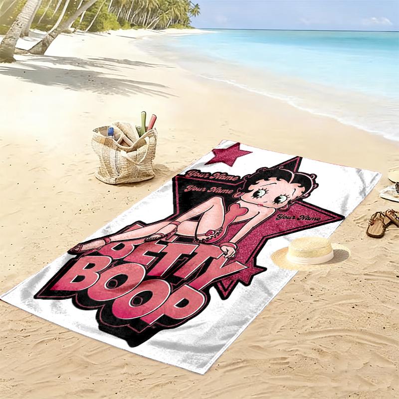 Custom NameBetty Boop Star Beach Towel Soft Microfiber Summer Towel Quick Dry Absorbent Towel for Beach Swimming Pool Travel