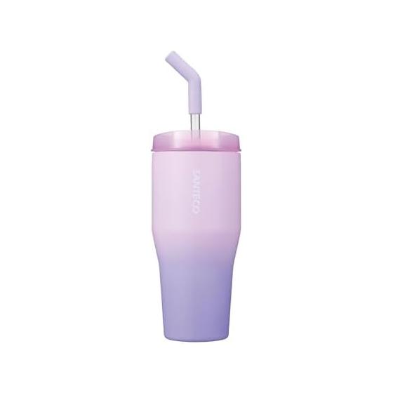 CB Japan Tumbler with Straw and Lid Pink x Purple 670ml Vacuum Insulated Stainless Steel 2 Layer Structure ANIE2WAY Tumbler 670 SANTECO