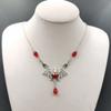 Stunning Gothic Vampire Bat Necklace Red Crystal Beads Vampire Bat Necklace Gothic Jewelry, Statement Necklace,