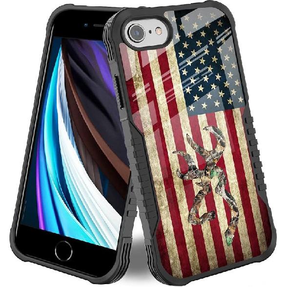 for iPhone SE 3rd Gen (2022)/2nd (2020) Case Thin Blue Line American Flag Design for [Shockproof Corners] [Anti-Scratch] [Anti-Slip] Military Grade iPhone SE 2022/2020/8/7/6