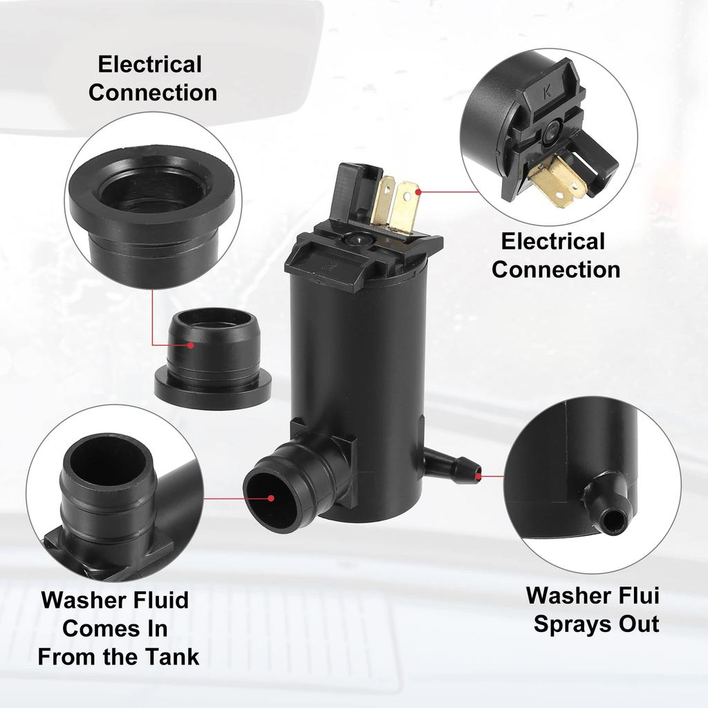 uxcell 89001132 H Honda Windshield Washer Motor Pump with Grommets Fits Civic A Ccord