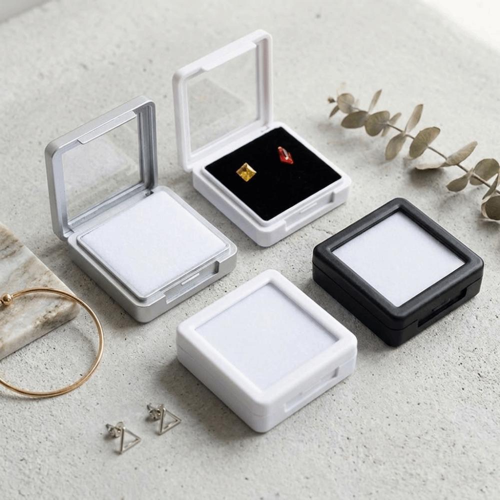 Transparent Gemstone Holder Flip Lid Crystal Display Case Packaging Jewelry Show Jewelry