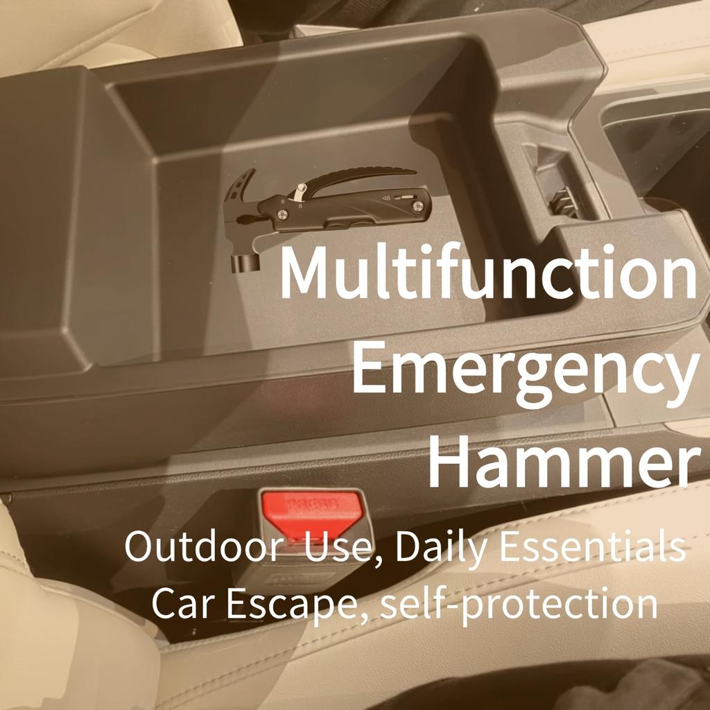 12-in-1 Multi-function Hammer, Multi-function Tool, Outdoor Multi-tool with Safety Lock and Durable Nylon Sheath