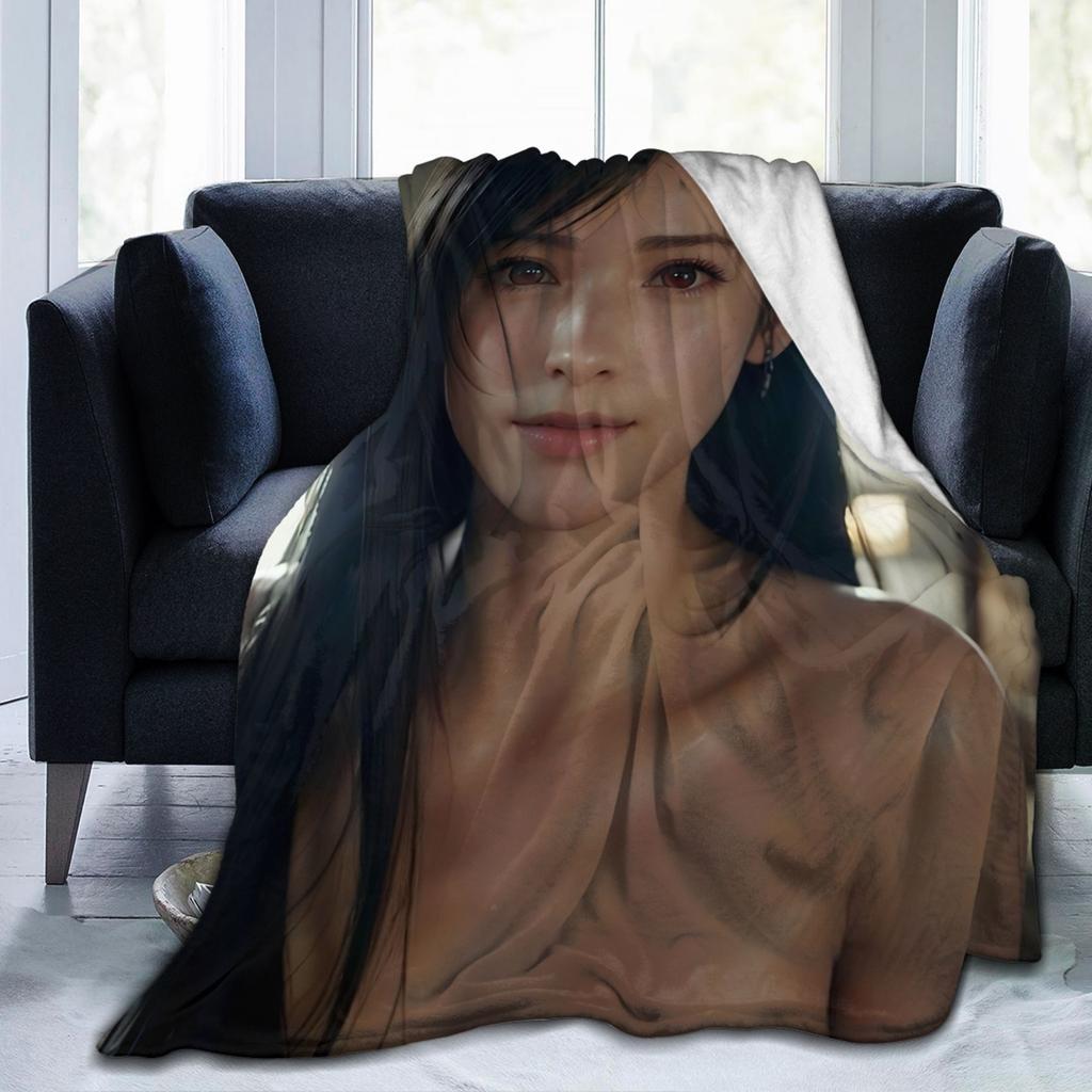 Sexy Tifa Anime Pattern Flannel Printed Blanket Suitable For All Seasons Suitable For Living Room Office Sofa And Travel