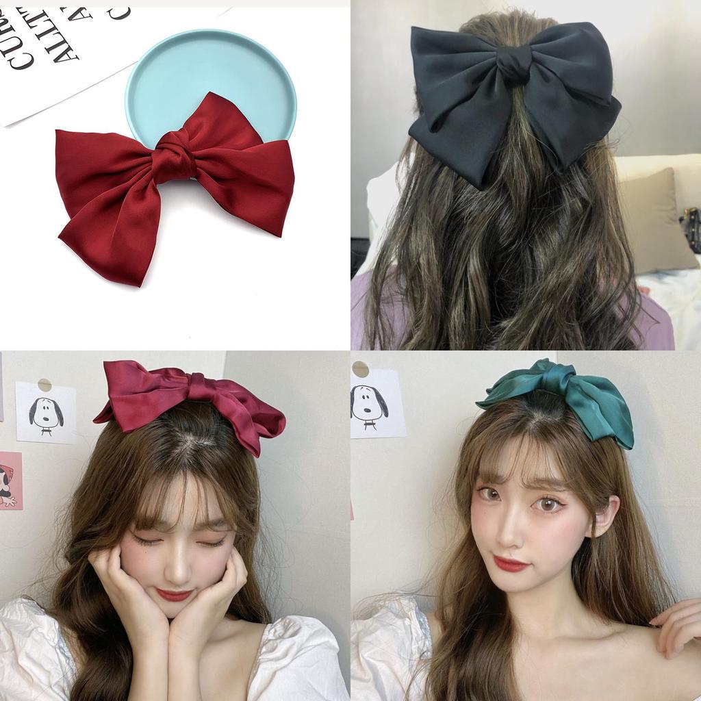 Elegant Satin Ribbon Hairpins With Big Bow For Women And Girls Accessories