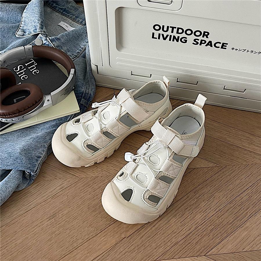 Summer Low Cut Thick Soled Women's Sandals Round Headed Breathable Casual Beach Sandals Outdoor Garden Shoes Zapatos De Mujer