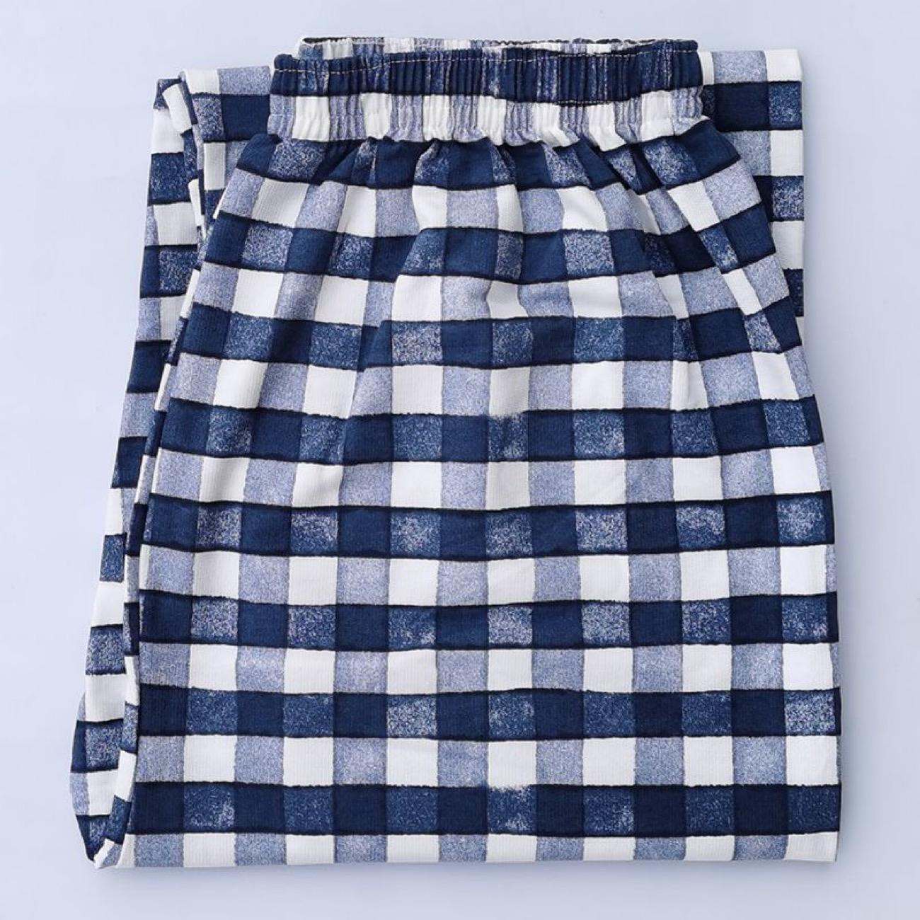 

Мужская хлопковая пижама - Свободные клетчатые брюки с эластичной талией, Большой размер, Полосатый дизайн для комфорта One Size