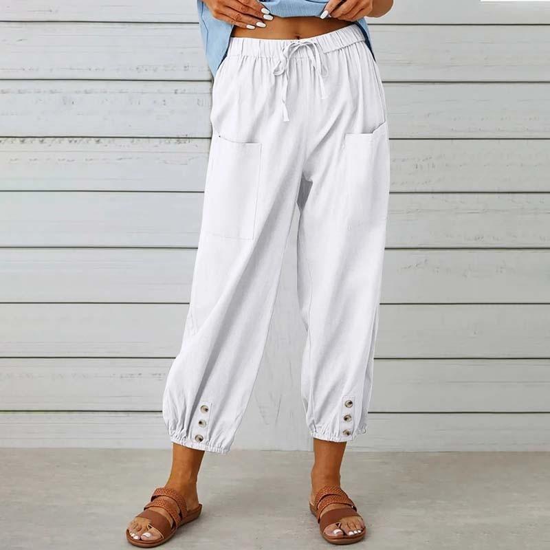 2025 Women's Loose High-Waisted Wide Leg Linen Cotton Pants