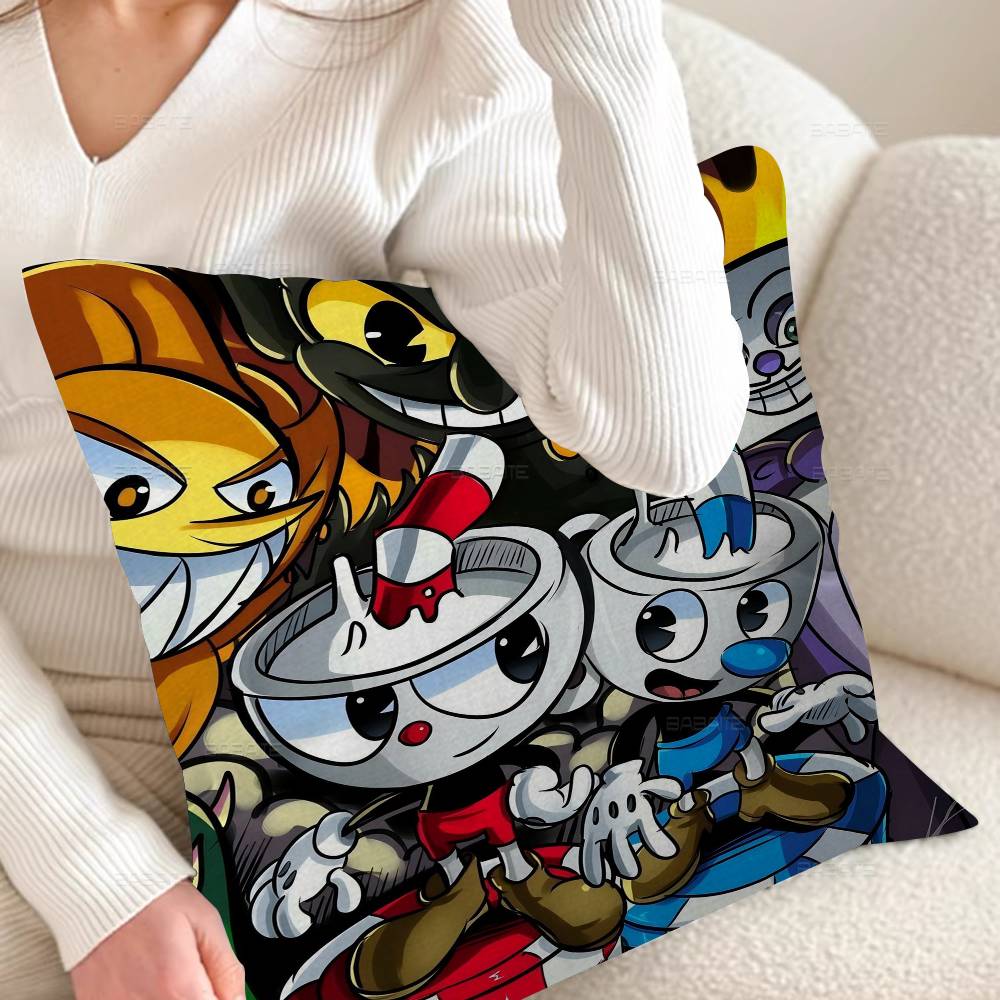 Cartoon Game C-Cuphead Cushion Cover Inches Farmhouse Decor Home Throw Pillow Covers For Couch Decorations