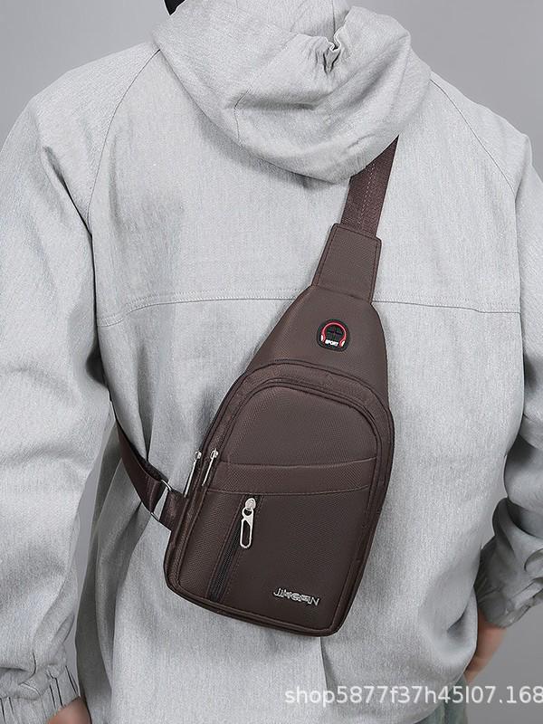 2025 Men's Waterproof Oxford Canvas Chest Bag: Korean Style Small Crossbody Shoulder Backpack