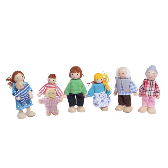 Yousheng Puppenhäuser Menschen 8 Familienfiguren Holzpuppen Realistisches Design Bewegliche Puppen für Fantasiespiel Lernspielzeug für Kinder Kleinkinder