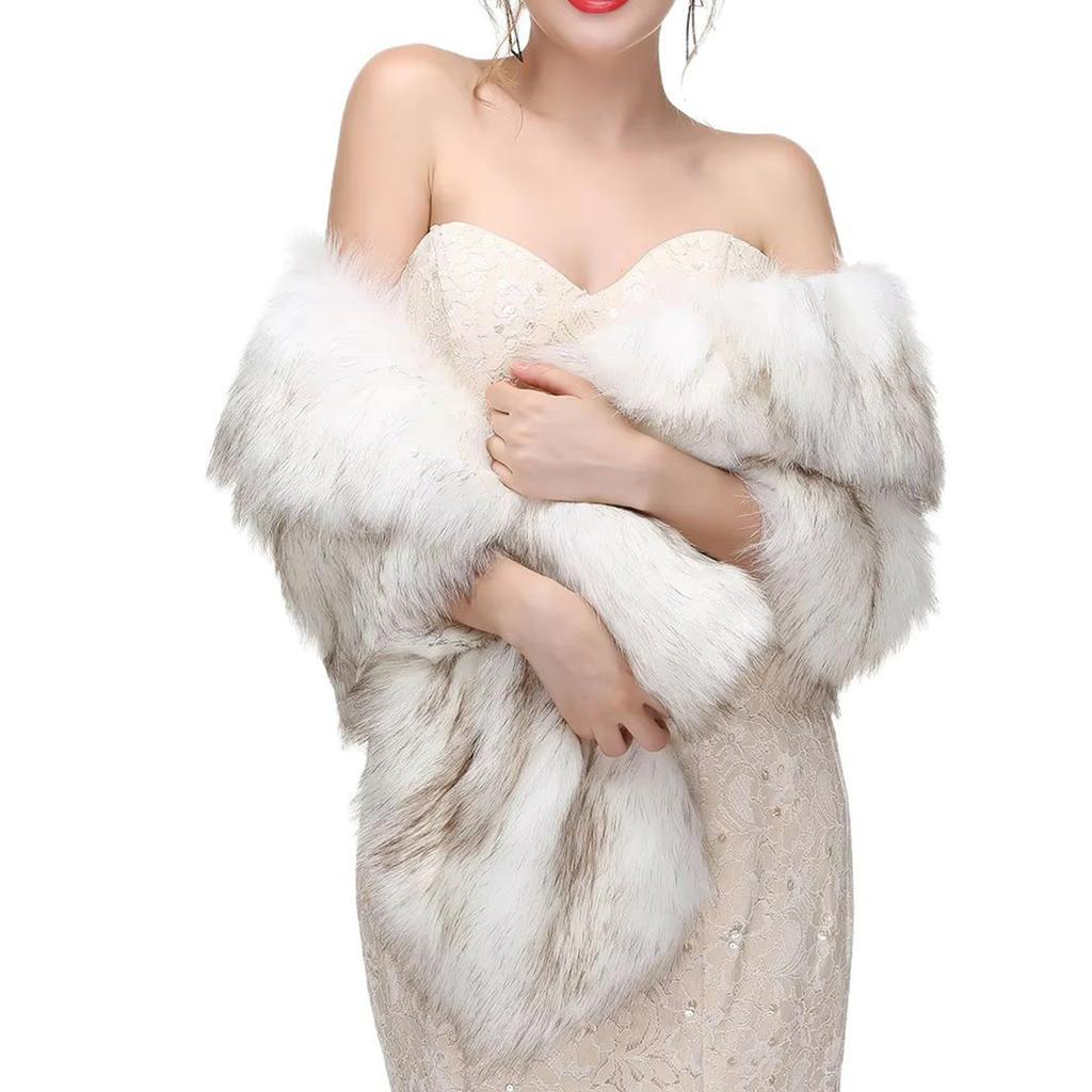 Bride Scarf For Outdoor Weddings Artificial Furs Design Lightweight Polyester Shawl Cold Weather Essential