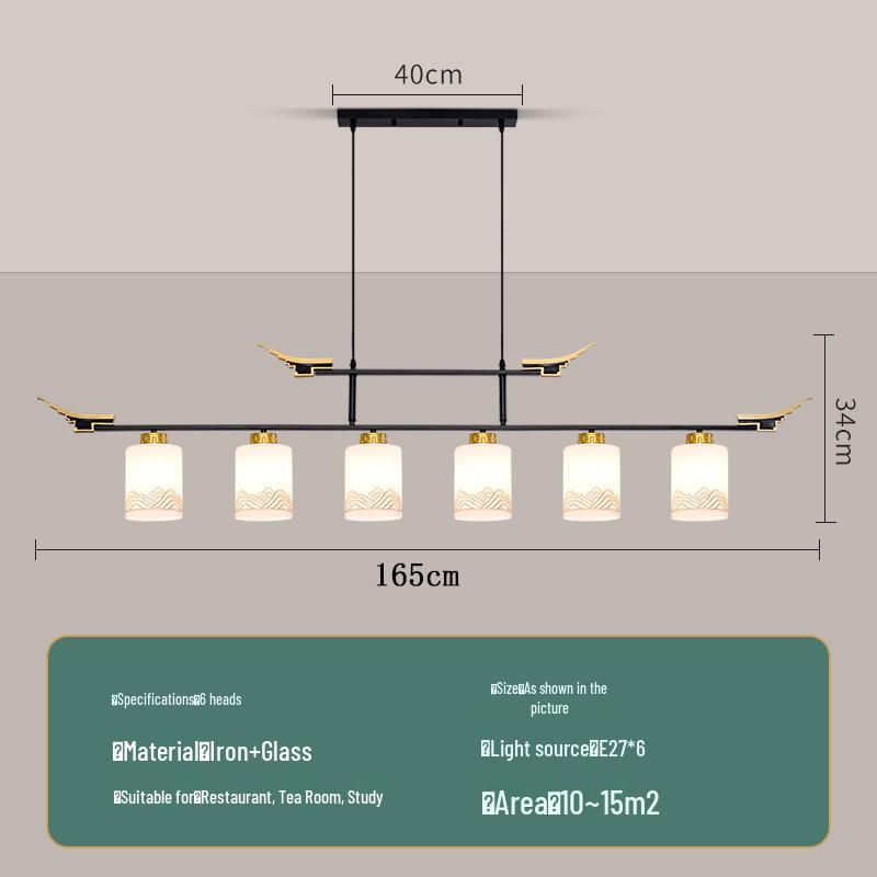 Modern Zen Dining Pendant Light: Pine-Inspired Multi-Head Strip Lamp for Tea Table or Study Desk