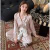 Premium Daughter Style Pajamas Women's Spring and Autumn Summer New Classic Striped Bow Long-sleeved Thin Cardigan Loungewear