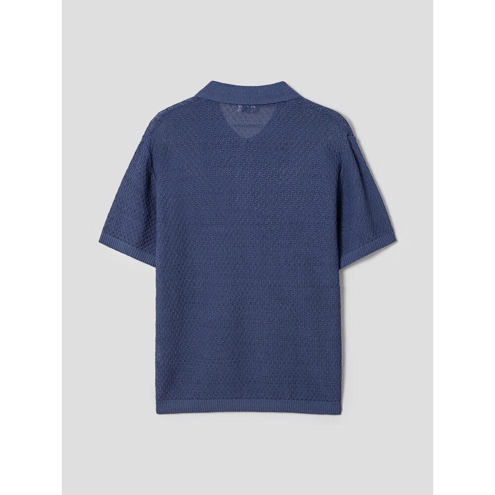 SHIFT.G Paper Yarn Texture Polo Blue