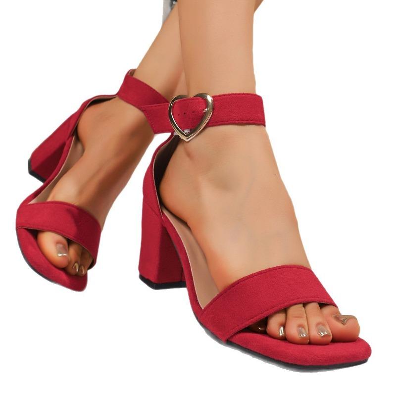 New Women's Shoes Large-sized Fish-mouth Thick Heel Bag and One-shoulder Buckle