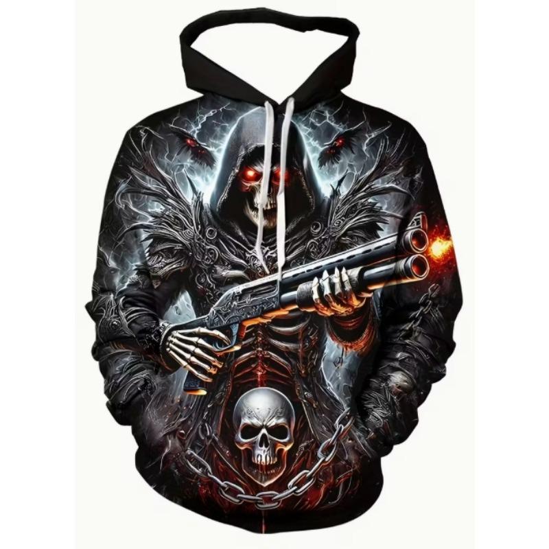 Men's 3D Dragon Phoenix Yin Yang Celestial Printed Hoodie - Long Sleeve Casual Hoodie with Drawstring Pocket
