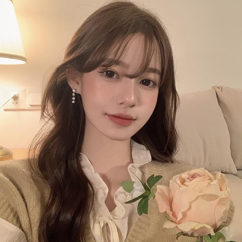 925 Silver Zircon Star Tassel Earrings - Niche Design, Super Flash