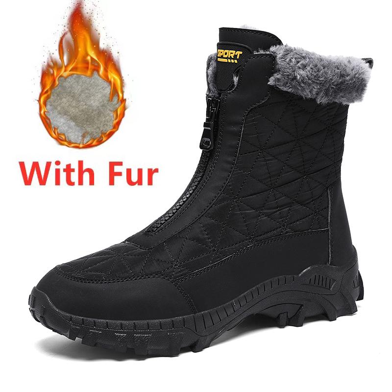 

Fashion Warm Winter Climbing Hiking Shoes Non-Slip Mens Outdoor Basic Boots Hot Sale Male Plush Fur Snow Boots Comfy Soft Mid-Calf Botas 39